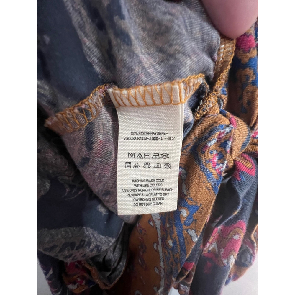Free People Fiona's Wrap Paisley Bohemian Blouse With Bell Sleeves - Picture 7 of 7